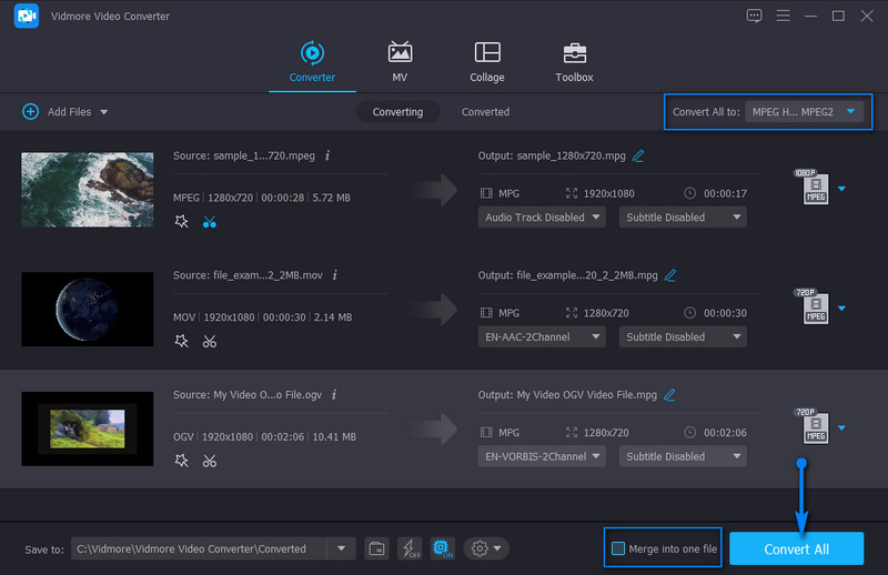 Vidmore Guardar salida MPEG