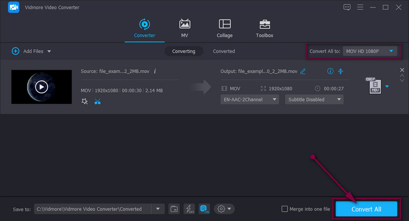 Vidmore Simpan Output