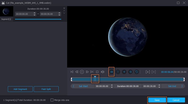 Vidmore Taglia il file WEBM