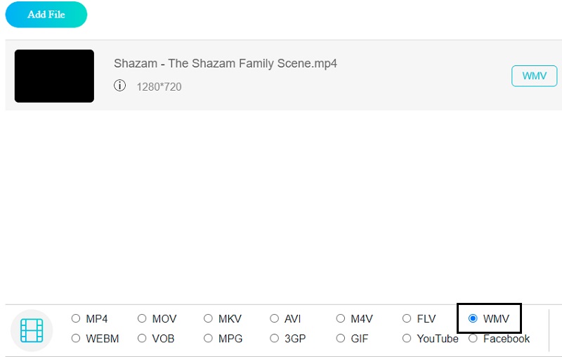 Wybierz WMV Vidmore Online