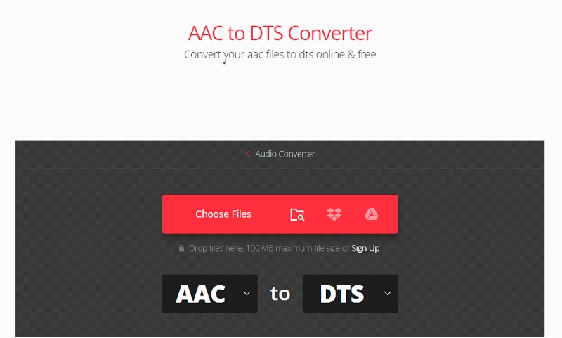 Конвертировать AAC в DTS Convertio