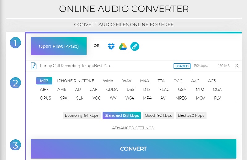 Muunna AC3 DTS Online Audio Converteriksi