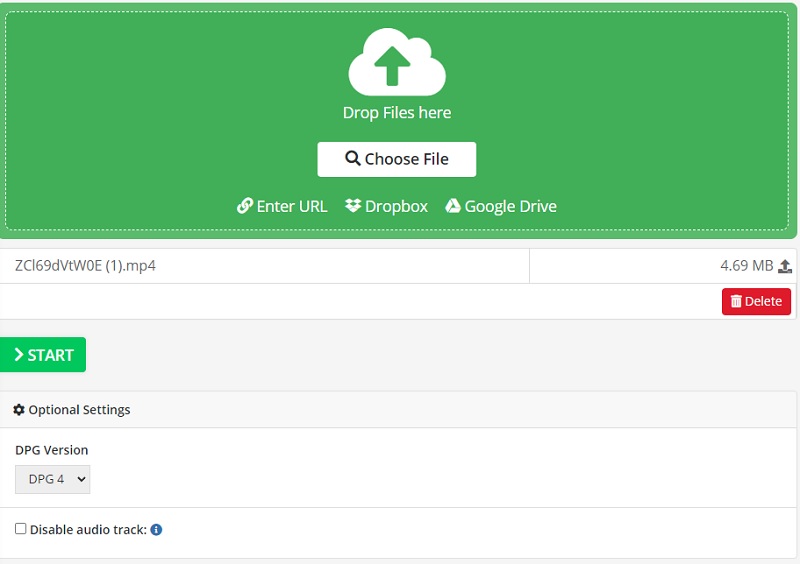 Convertiți MP4 în DPG OnlineConverter