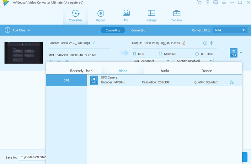 Convert MP4 to DPG 4Videosoft Video Converter Ultimate