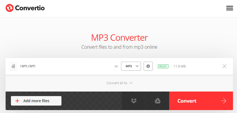 Convertioco 轉換為 MP3