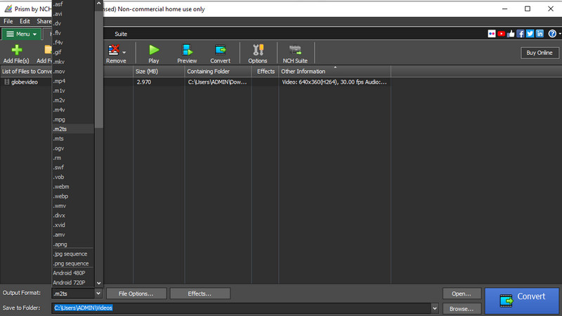 PRISM NCH-software-interface