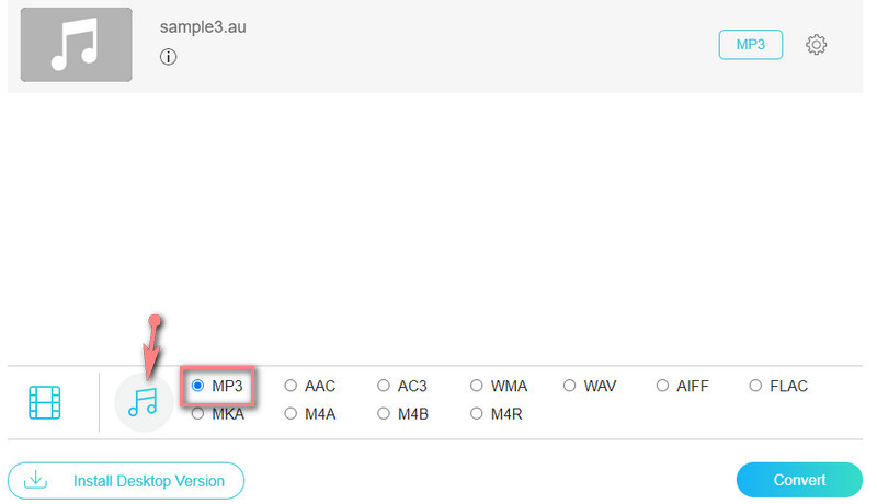 VFVCO Selezionare Formato di output