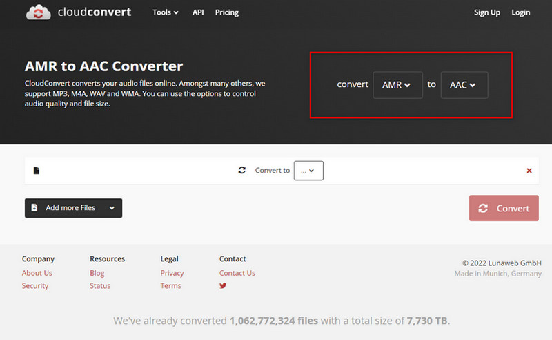 CloudConvert AMR إلى AAC