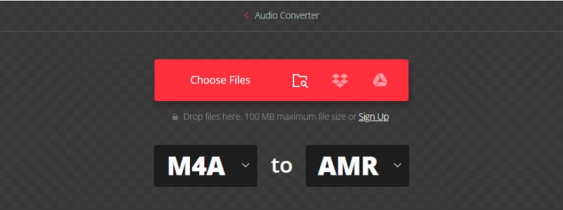 Mengonversi M4A ke AMR Convertio