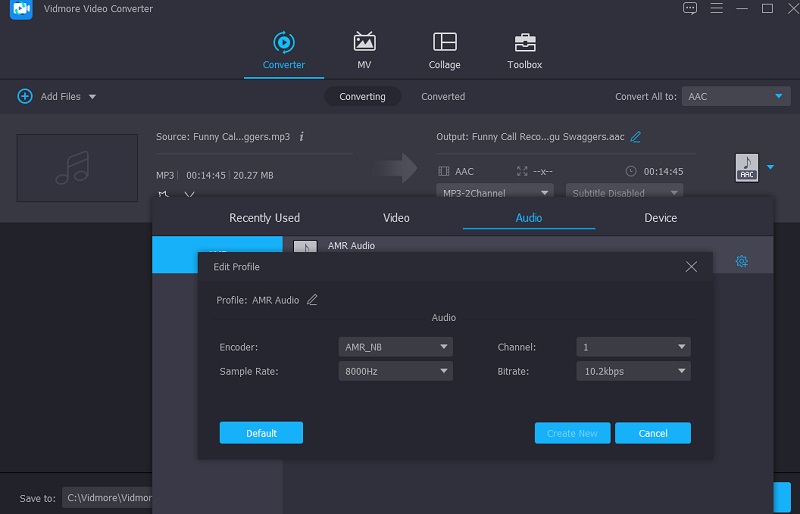 Change AMR Setting Vidmore