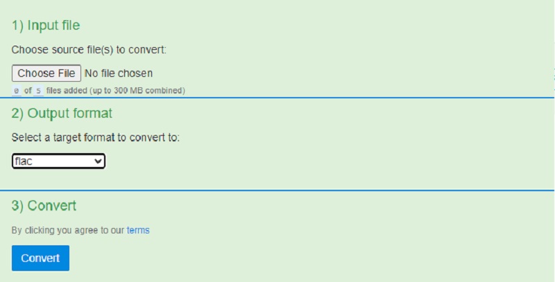 แปลง ALAC เป็น FLAC FreeFileConvert