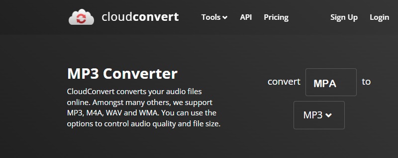 Converteer MPA naar MP3 CloudConvert