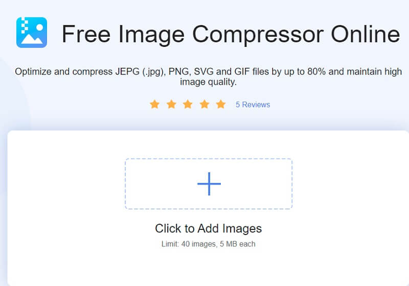 Gå til Vidmore gratis Image Compressor