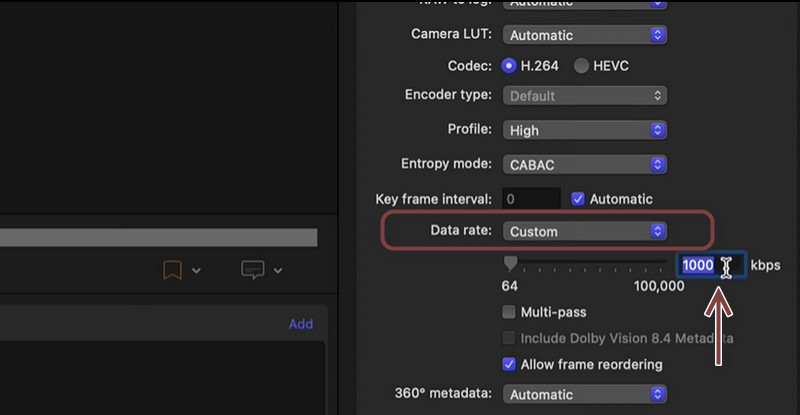 Modificar configurações de exportação