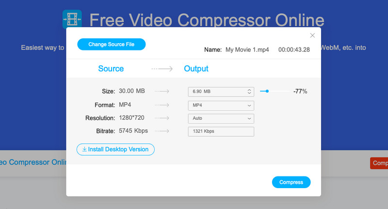 برنامج Vidmore Video Compressor عبر الإنترنت