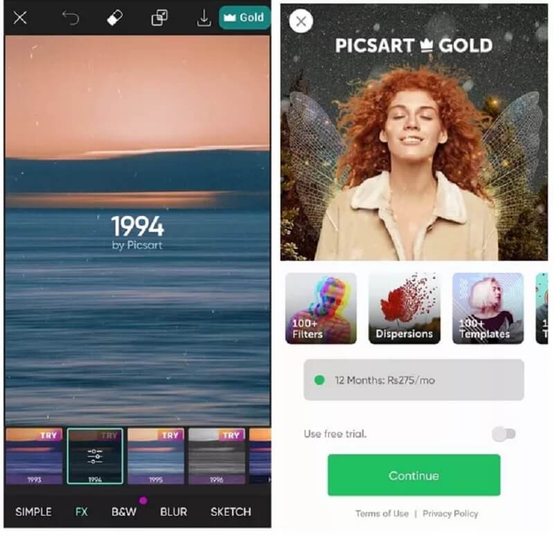 Alih Keluar Tera Air PicsArt Premium