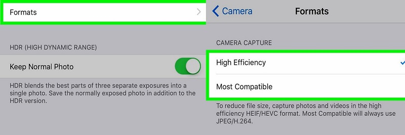 Cambia la risoluzione delle foto dell'iPhone VM