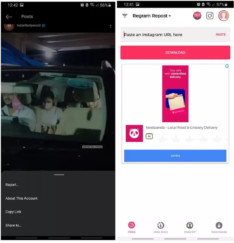 Repostar Regra de Vídeo do Instagram