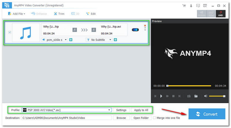 Převést OGG do AVI AnyMP4 Video Converter Converter