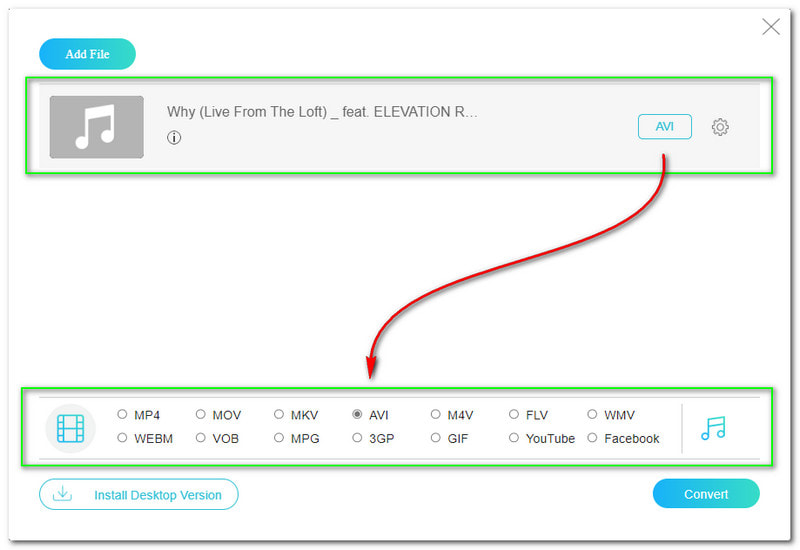 Converter OGG para AVI Painel Online Vidmore