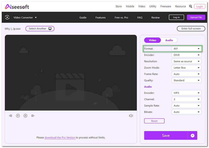 WAV'ı AVI'ye Dönüştür Aiseesoft Formatı AVI'ye Değiştir