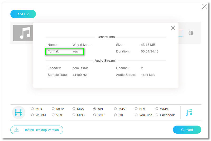 Convert WAV to AVI Vidmore Choose WAV Format