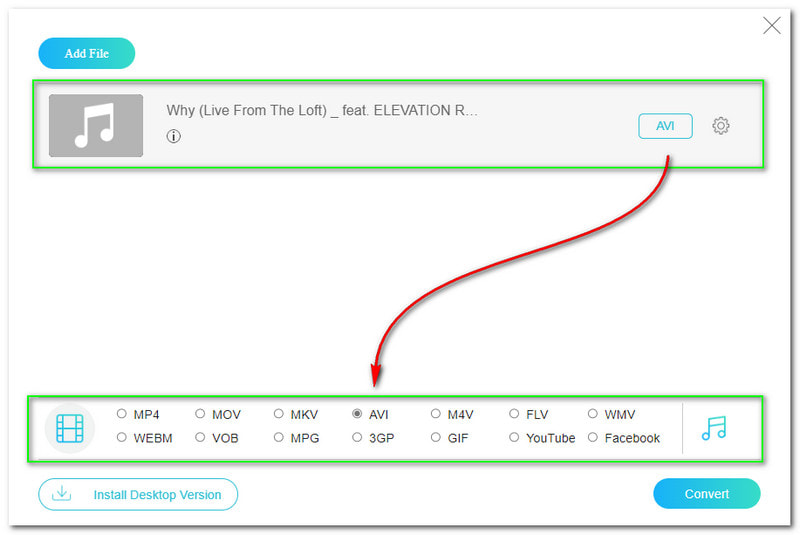 Konverter WAV til AVI Vidmore Converter Panel