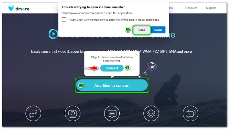 M4A u M4V Vidmore Video Converter Online Add Files to Convert Button