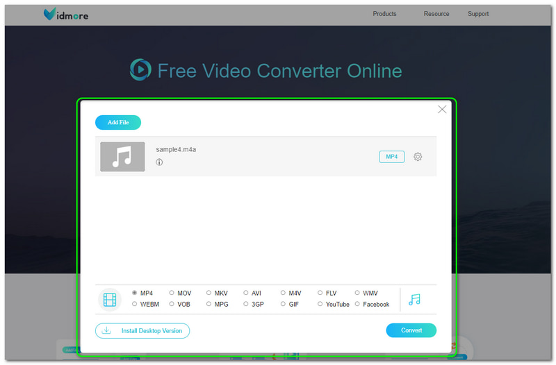 M4A в M4V Vidmore Free Video Converter Online Main Online Converter