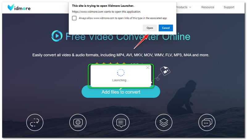 MP3 til WMV Vidmore Free Video Converter Online Last ned Vidmore launcher