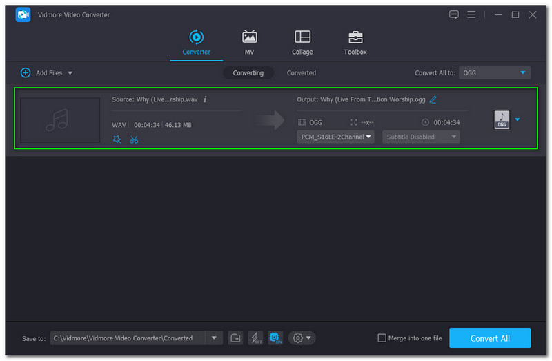 WAV to WEBM Vidmore Video Converter Added File