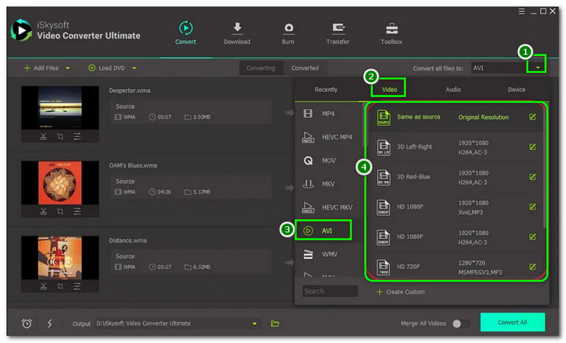 WMA naar AVI Iskysoft Video Converter Ultimate converter Converteren Bestanden toevoegen aan knop