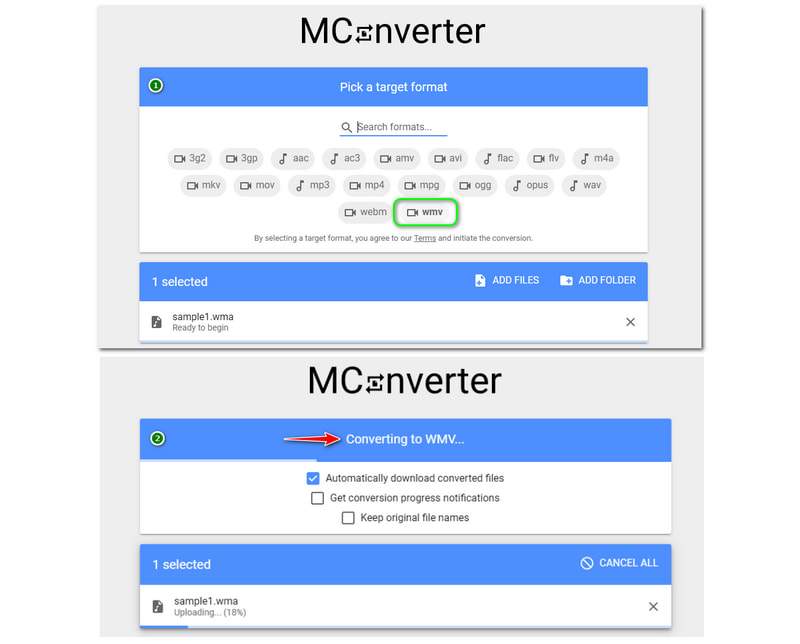 WMA to WMV MConverter Converting to WMV