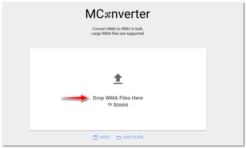 WMA เป็น WMV Mconverter วางไฟล์หรือเรียกดูไฟล์