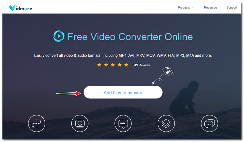 WMA ל-WMV Vidmore Free Video Converter Online הוסף קבצים להמרה