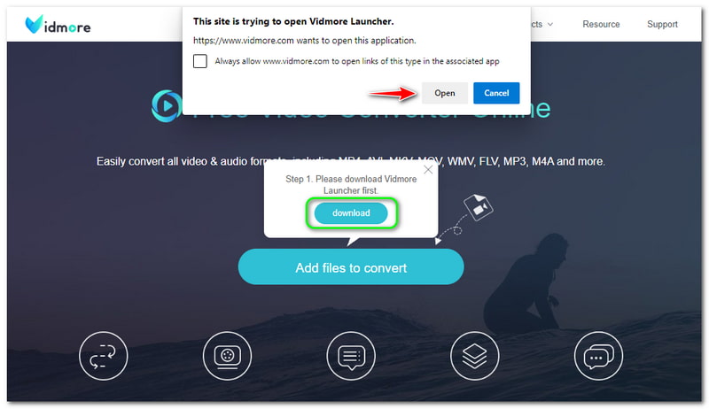 WMA para WMV Vidmore Free Video Converter Online Launcher