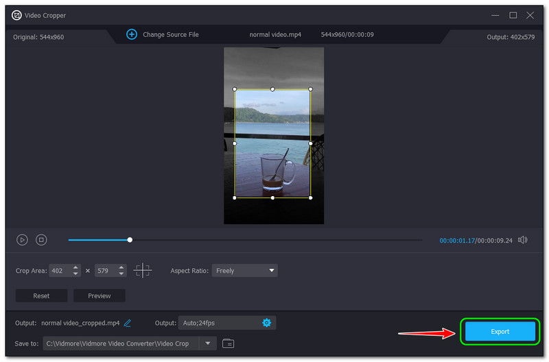 Ritaglia video su iPhone Pulsante di esportazione di Vidmore Video Converter