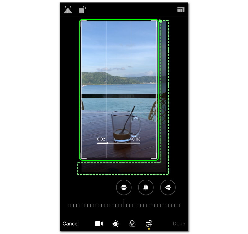 Crop Videos on iPhone White Line