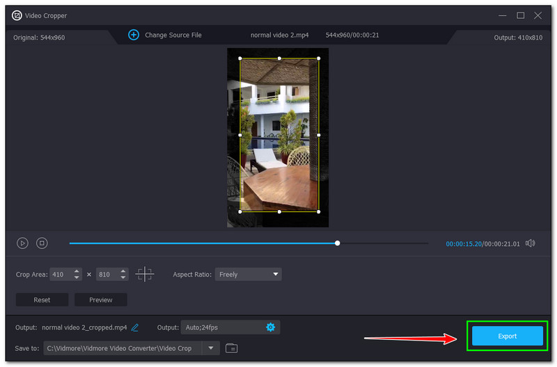 Video's bijsnijden met QuickTime Vidmore Video Converter Export-knop