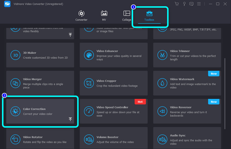 Panoul Caseta de instrumente pentru corectarea culorii