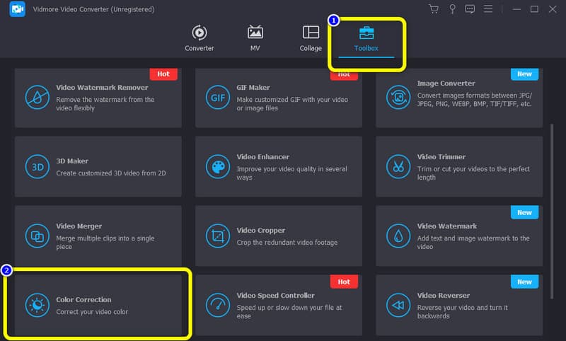 Caseta de instrumente pentru corectarea culorii