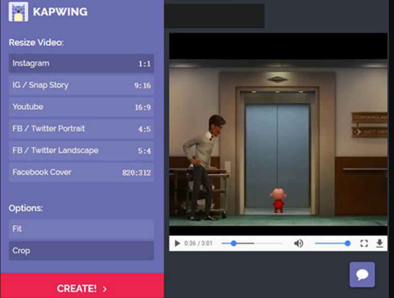 Kapwing 視頻裁剪器