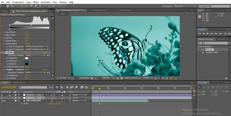 דירוג צבע של Adobe After Effects