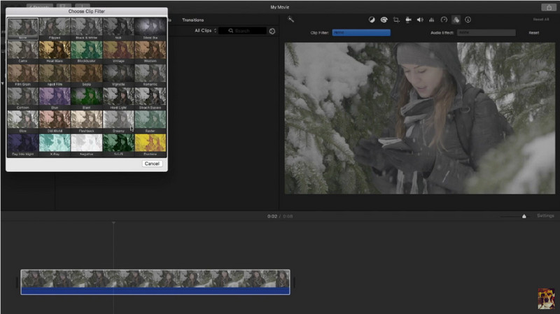 การจัดระดับสีของ iMovie