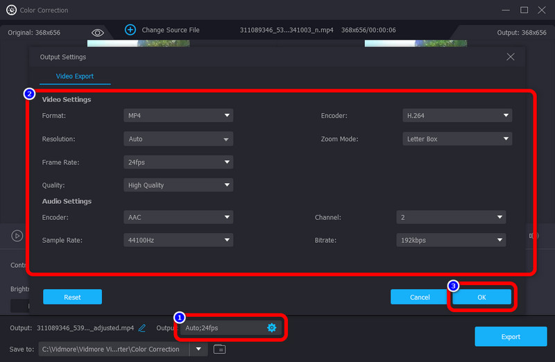 Parametro di modifica dell'audio video