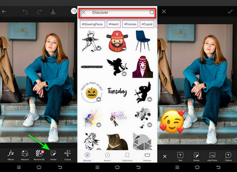 Emoji Picsart'ı ekleyin