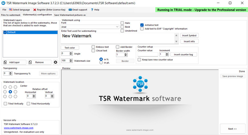 TSR 水印应用程序