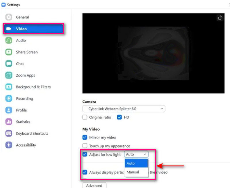 Enable Low Light Adjustments