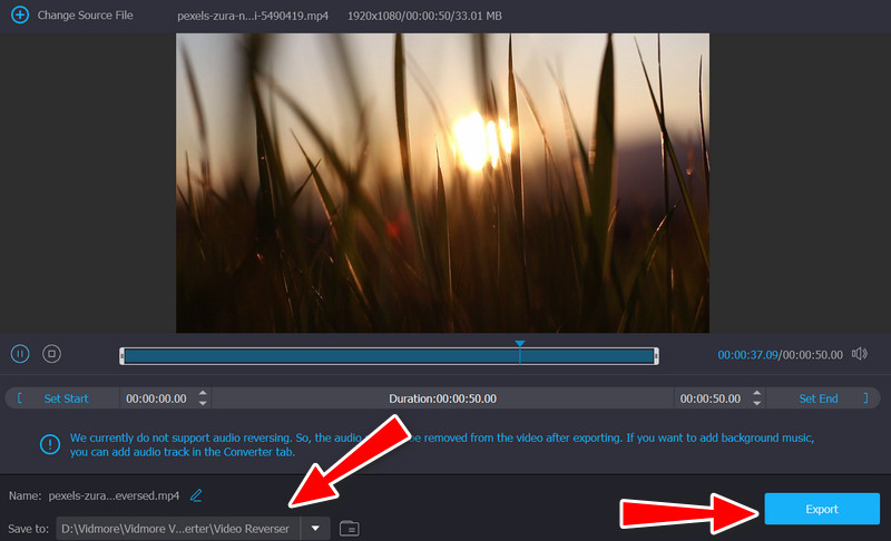 Export Reversed Video