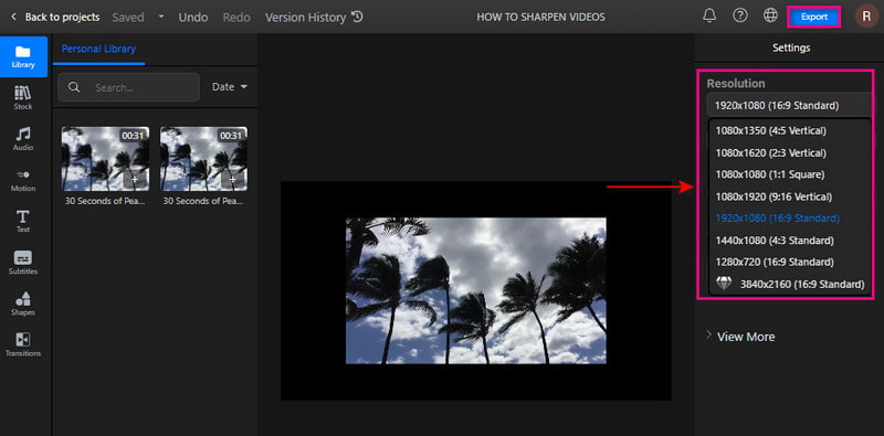 Flixier How to Sharpen Video Online